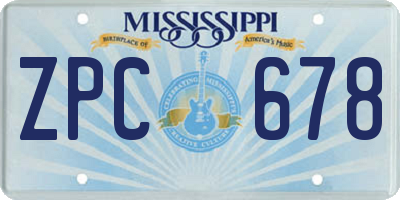 MS license plate ZPC678