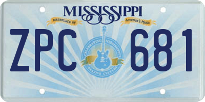 MS license plate ZPC681
