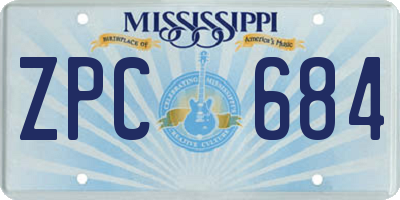 MS license plate ZPC684