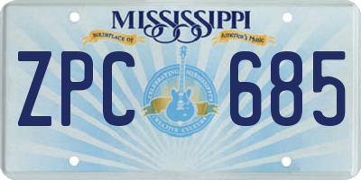 MS license plate ZPC685