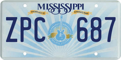 MS license plate ZPC687