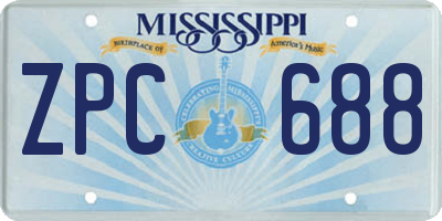 MS license plate ZPC688
