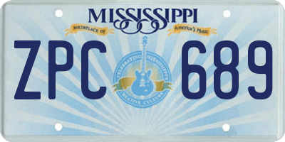 MS license plate ZPC689