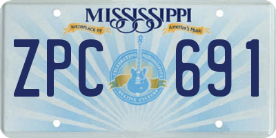 MS license plate ZPC691