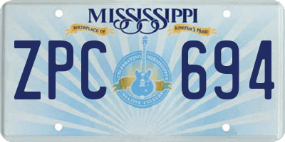 MS license plate ZPC694