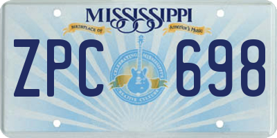 MS license plate ZPC698