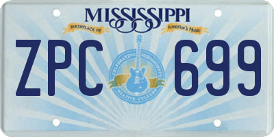 MS license plate ZPC699