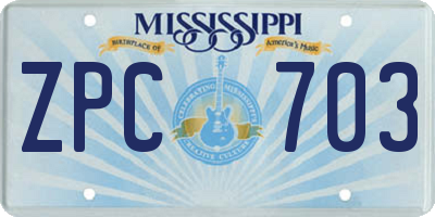 MS license plate ZPC703