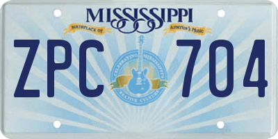 MS license plate ZPC704