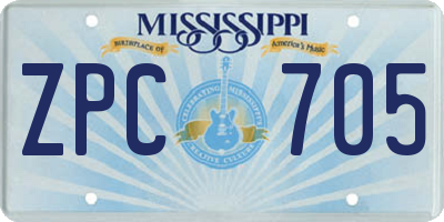 MS license plate ZPC705