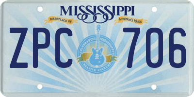 MS license plate ZPC706