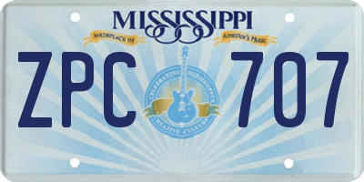 MS license plate ZPC707