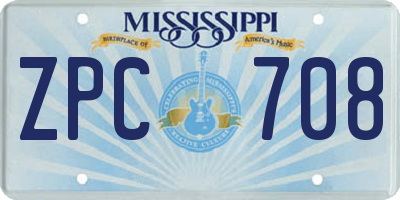 MS license plate ZPC708