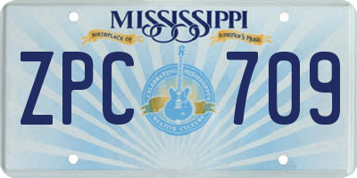 MS license plate ZPC709