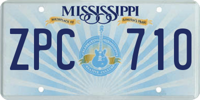 MS license plate ZPC710