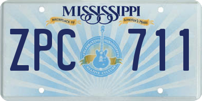 MS license plate ZPC711