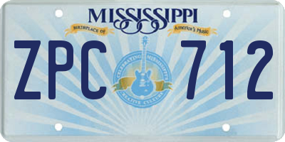 MS license plate ZPC712