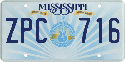 MS license plate ZPC716