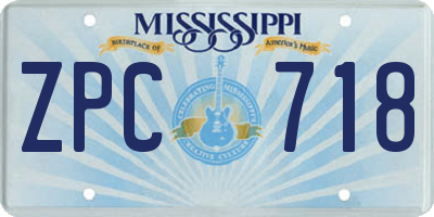 MS license plate ZPC718