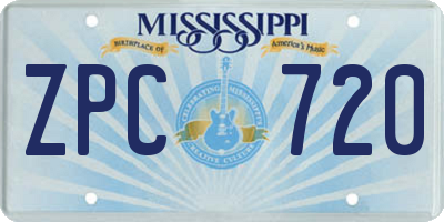 MS license plate ZPC720