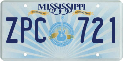 MS license plate ZPC721