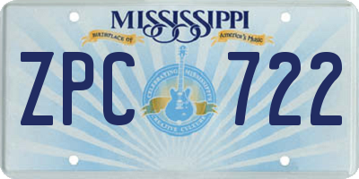 MS license plate ZPC722