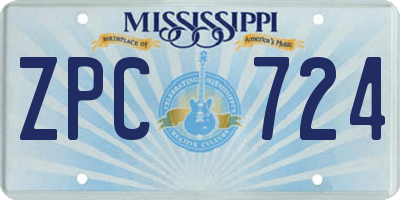 MS license plate ZPC724