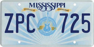 MS license plate ZPC725