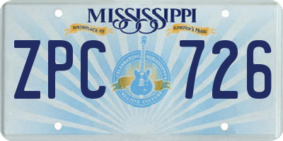 MS license plate ZPC726