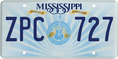 MS license plate ZPC727
