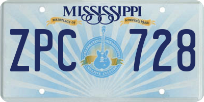 MS license plate ZPC728