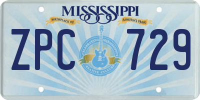 MS license plate ZPC729