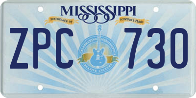 MS license plate ZPC730