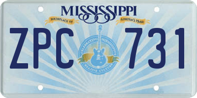 MS license plate ZPC731