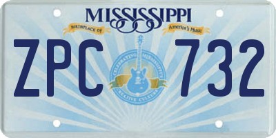 MS license plate ZPC732