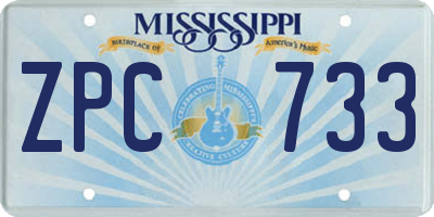 MS license plate ZPC733