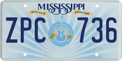 MS license plate ZPC736