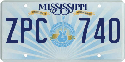 MS license plate ZPC740