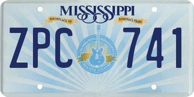 MS license plate ZPC741