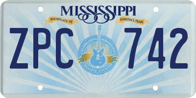 MS license plate ZPC742