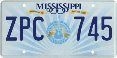 MS license plate ZPC745