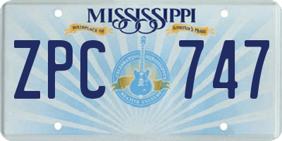 MS license plate ZPC747