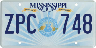 MS license plate ZPC748