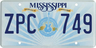 MS license plate ZPC749
