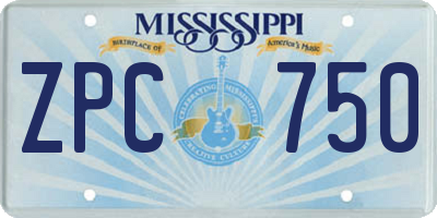 MS license plate ZPC750