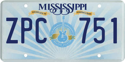 MS license plate ZPC751