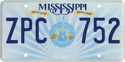 MS license plate ZPC752