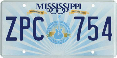 MS license plate ZPC754
