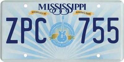 MS license plate ZPC755