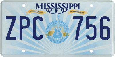MS license plate ZPC756